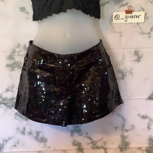 Large Black Sequin Shorts - Picture 3 of 14
